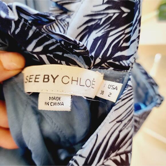 SEE BY CHLOE PALM PRINT BLUE SIZE US 2 - Picture 6 of 9
